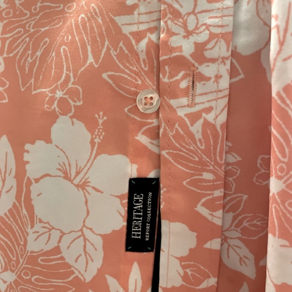 Tropical Flower Print Short Sleeve 4-Way Stretch Button-Up Shirt - Picture 5 of 5